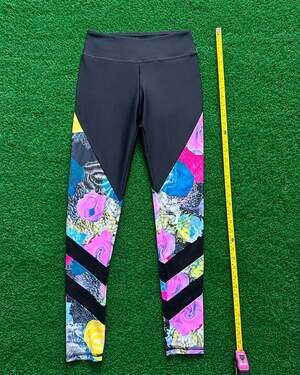 Jala Women's High-Waisted Floral Mesh Detail Active Leggings Size Small